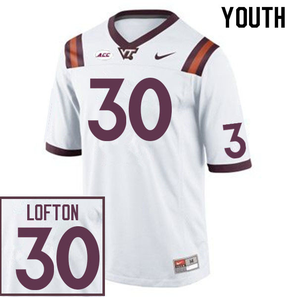 Youth #30 Da'Wain Lofton Virginia Tech Hokies College Football Jerseys Sale-White